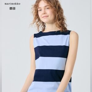 Uniqlo Marimekko Navy and Light Blue Striped Tank Top, XS ✨️NWT✨️